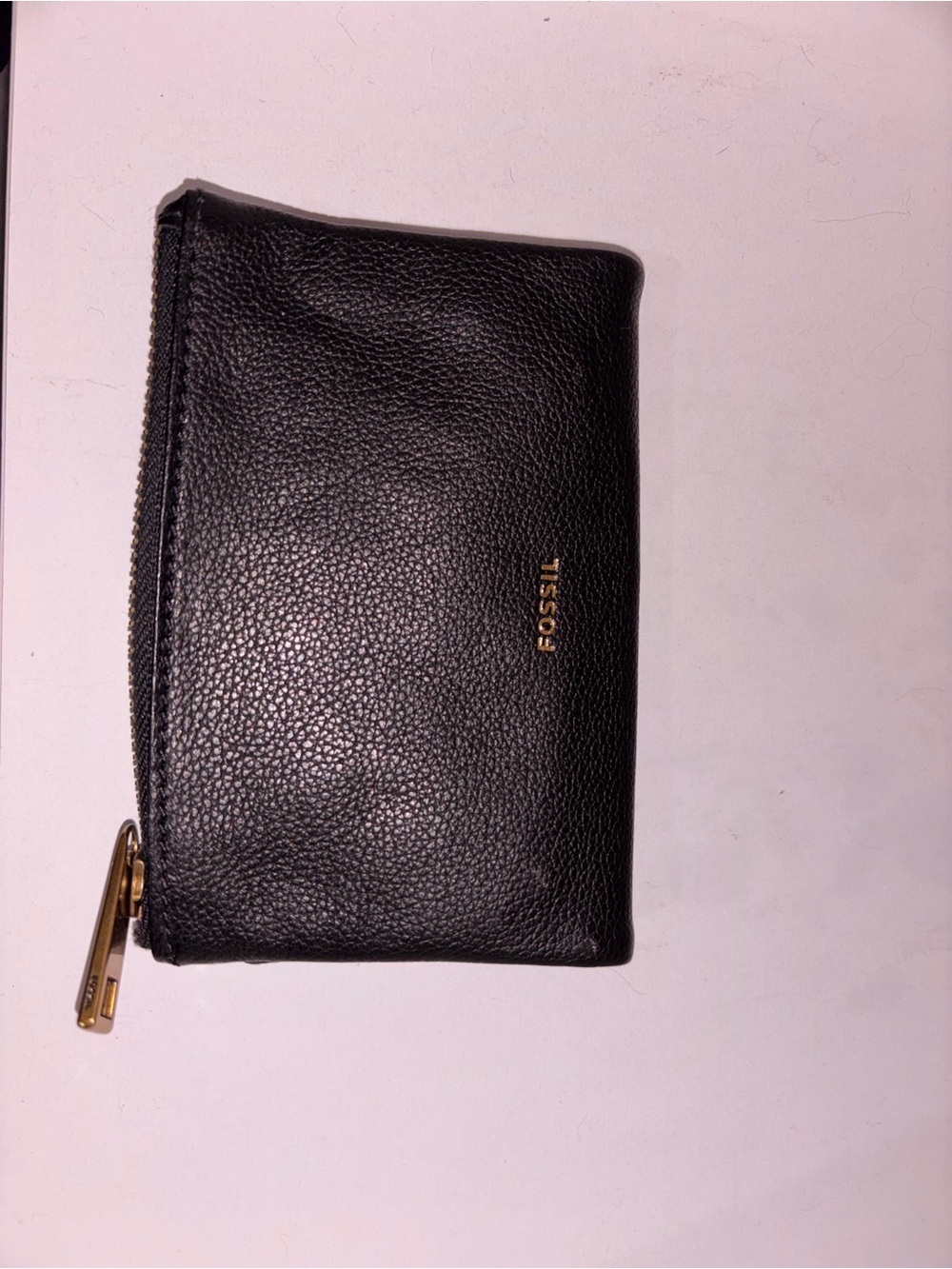 Fossil Black Leather Zip Wallet
